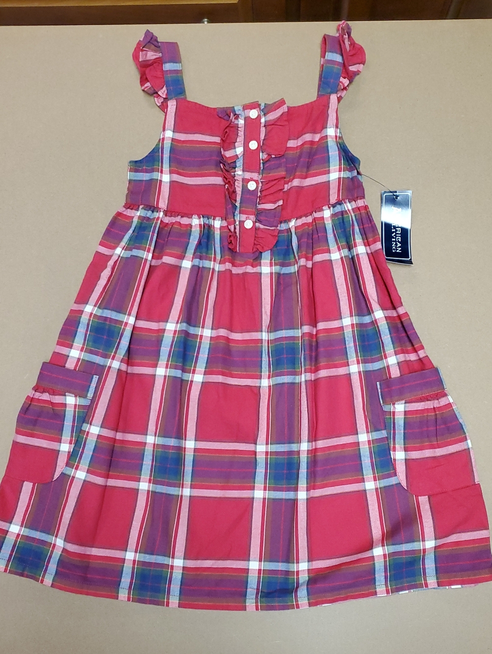 American Living Madras Plaid Girls Dress NWT